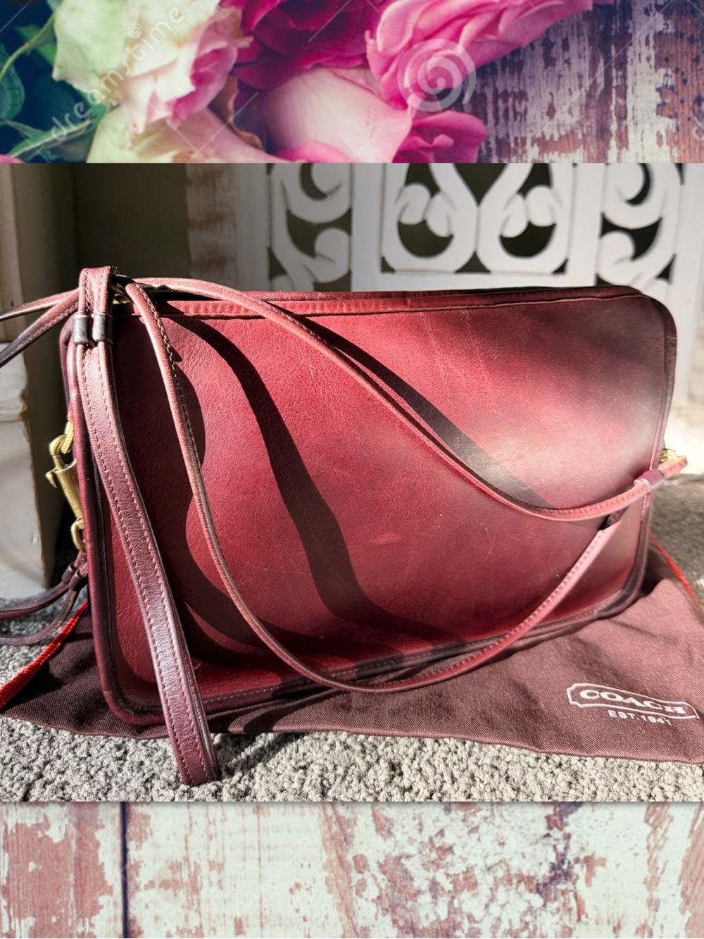 VINTAGE NYC COACH BURGUNDY BASIC BAG 9465